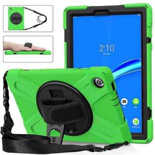 For Lenovo Tab M10 Plus TB-X606F Shockproof Colorful Silicone + PC Protective Case with Holder & Hand Strap & Shoulder Strap(Green)