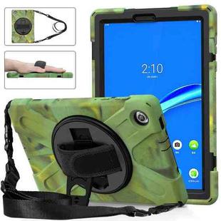 For Lenovo Tab M10 Plus TB-X606F Shockproof Colorful Silicone + PC Protective Case with Holder & Hand Strap & Shoulder Strap(Camouflage)