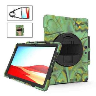 For Microsoft Surface Pro X / Pro X 2021 Shockproof Colorful Silicone + PC Protective Case with Holder & Hand Strap & Shoulder Strap & Pen Slot(Camouflage)