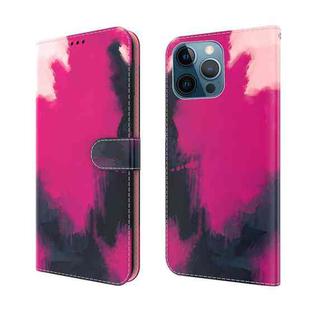 For iPhone 12 Pro Max Watercolor Pattern Horizontal Flip Leather Case with Holder & Card Slot & Wallet(Berry Color)