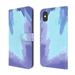 For iPhone X / XS Watercolor Pattern Horizontal Flip Leather Case with Holder & Card Slot & Wallet(Winter Snow)