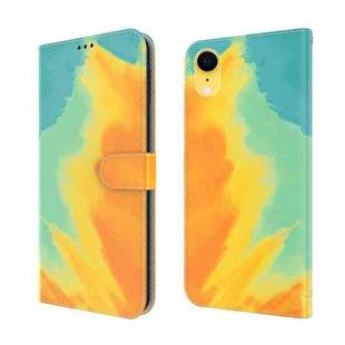 For iPhone XR Watercolor Pattern Horizontal Flip Leather Case with Holder & Card Slot & Wallet(Autumn Leaf Color)