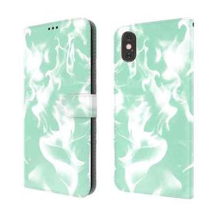 For iPhone X / XS Cloud Fog Pattern Horizontal Flip Leather Case with Holder & Card Slot & Wallet(Mint Green)