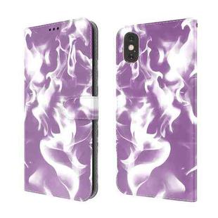 For iPhone X / XS Cloud Fog Pattern Horizontal Flip Leather Case with Holder & Card Slot & Wallet(Purple)