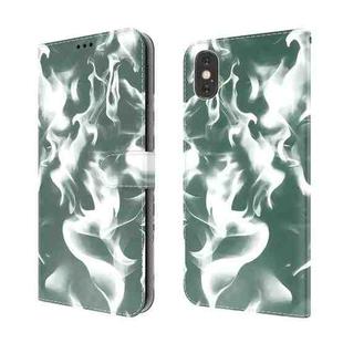 For iPhone X / XS Cloud Fog Pattern Horizontal Flip Leather Case with Holder & Card Slot & Wallet(Dark Green)