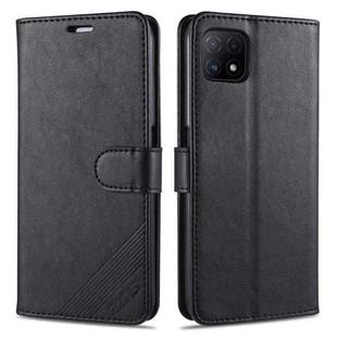 For OPPO A53 5G AZNS Sheepskin Texture Horizontal Flip Leather Case with Holder & Card Slots & Wallet(Black)