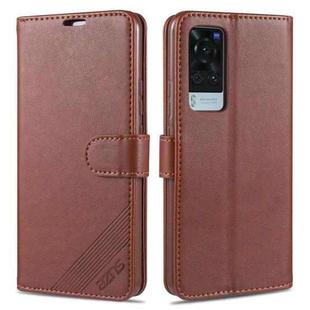 For Vivo X60 AZNS Sheepskin Texture Horizontal Flip Leather Case with Holder & Card Slots & Wallet(Brown)