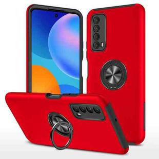 For Huawei Y7a PC + TPU Shockproof Magnetic Protective Case with Invisible Ring Holder(Red)
