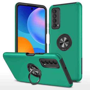 For Huawei Y7a PC + TPU Shockproof Magnetic Protective Case with Invisible Ring Holder(Dark Green)