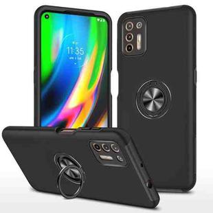 For Motorola Moto G9 Plus PC + TPU Shockproof Magnetic Protective Case with Invisible Ring Holder(Black)