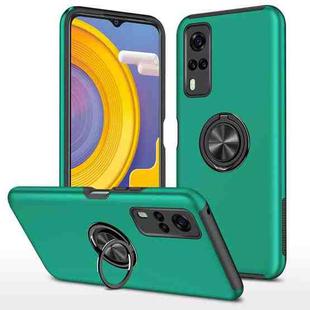 For vivo Y31 PC + TPU Shockproof Magnetic Protective Case with Invisible Ring Holder(Dark Green)