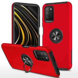 For Xiaomi Poco M3 PC + TPU Shockproof Magnetic Protective Case with Invisible Ring Holder(Red)