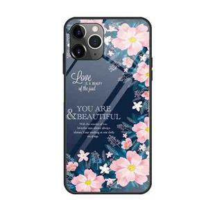 For iPhone 11 Pro Colorful Painted Glass Case(Flower)