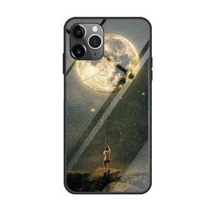 For iPhone 11 Pro Max Colorful Painted Glass Case(Moon)