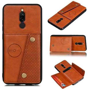 For Xiaomi Redmi 8 Shockproof Magnetic PU + TPU Protective Case with Card Slots(Brown)