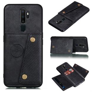 For OPPO A9 (2020) Shockproof Magnetic PU + TPU Protective Case with Card Slots(Black)