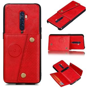 For OPPO Reno2 Shockproof Magnetic PU + TPU Protective Case with Card Slots(Red)