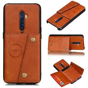 For OPPO Reno2 Shockproof Magnetic PU + TPU Protective Case with Card Slots(Brown)