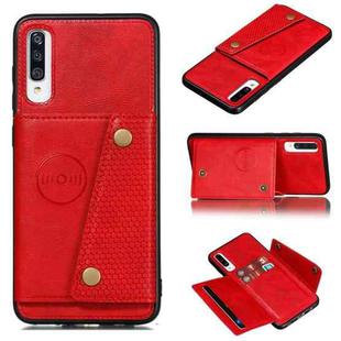 For Galaxy A70s Shockproof Magnetic PU + TPU Protective Case with Card Slots(Red)