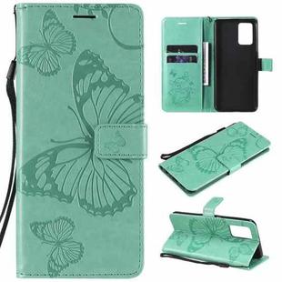 For OPPO A74 4G / F19 4G Pressed Printing Butterfly Pattern Horizontal Flip PU Leather Case with Holder & Card Slots & Wallet & Lanyard(Green)