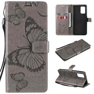 For OPPO A74 4G / F19 4G Pressed Printing Butterfly Pattern Horizontal Flip PU Leather Case with Holder & Card Slots & Wallet & Lanyard(Gray)