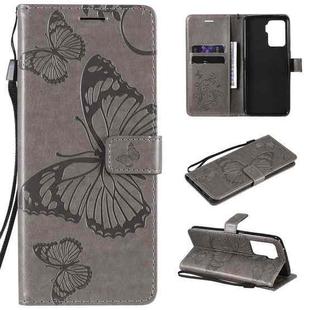 For OPPO A94 5G / F19 Pro / Reno 5F Pressed Printing Butterfly Pattern Horizontal Flip PU Leather Case with Holder & Card Slots & Wallet & Lanyard(Gray)