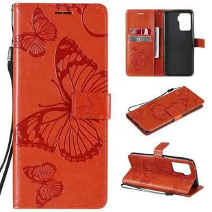 For OPPO A94 5G / F19 Pro / Reno 5F Pressed Printing Butterfly Pattern Horizontal Flip PU Leather Case with Holder & Card Slots & Wallet & Lanyard(Orange)