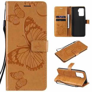 For OPPO A94 5G / F19 Pro / Reno 5F Pressed Printing Butterfly Pattern Horizontal Flip PU Leather Case with Holder & Card Slots & Wallet & Lanyard(Yellow)