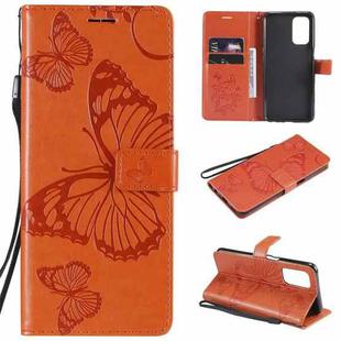 For OPPO A93 5G / A74 5G Pressed Printing Butterfly Pattern Horizontal Flip PU Leather Case with Holder & Card Slots & Wallet & Lanyard(Orange)