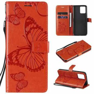 For OPPO Realme 8 Pro / Realme 8 Pressed Printing Butterfly Pattern Horizontal Flip PU Leather Case with Holder & Card Slots & Wallet & Lanyard(Orange)