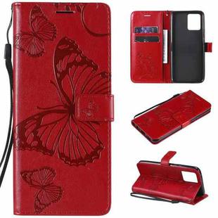 For OPPO Realme 8 Pro / Realme 8 Pressed Printing Butterfly Pattern Horizontal Flip PU Leather Case with Holder & Card Slots & Wallet & Lanyard(Red)