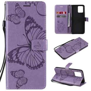 For OPPO Realme 8 Pro / Realme 8 Pressed Printing Butterfly Pattern Horizontal Flip PU Leather Case with Holder & Card Slots & Wallet & Lanyard(Purple)