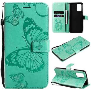 For OPPO Realme V13 Pressed Printing Butterfly Pattern Horizontal Flip PU Leather Case with Holder & Card Slots & Wallet & Lanyard(Green)