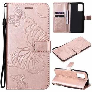 For OPPO Realme V13 Pressed Printing Butterfly Pattern Horizontal Flip PU Leather Case with Holder & Card Slots & Wallet & Lanyard(Rose Gold)