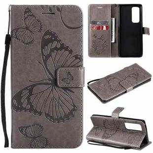 For OPPO Reno5 Pro+ 5G / Find X3 Neo Pressed Printing Butterfly Pattern Horizontal Flip PU Leather Case with Holder & Card Slots & Wallet & Lanyard(Gray)
