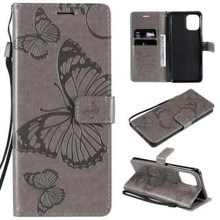 For OPPO Find X3 Pro / Find X3 Pressed Printing Butterfly Pattern Horizontal Flip PU Leather Case with Holder & Card Slots & Wallet & Lanyard(Gray)