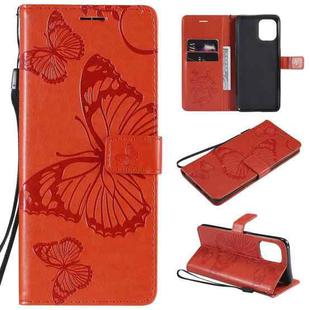 For OPPO Find X3 Pro / Find X3 Pressed Printing Butterfly Pattern Horizontal Flip PU Leather Case with Holder & Card Slots & Wallet & Lanyard(Orange)