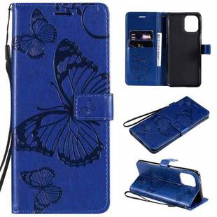 For OPPO Find X3 Pro / Find X3 Pressed Printing Butterfly Pattern Horizontal Flip PU Leather Case with Holder & Card Slots & Wallet & Lanyard(Blue)