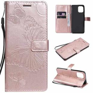 For OPPO Find X3 Pro / Find X3 Pressed Printing Butterfly Pattern Horizontal Flip PU Leather Case with Holder & Card Slots & Wallet & Lanyard(Rose Gold)