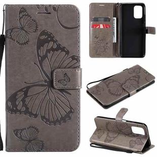 For Xiaomi Redmi Note 10 4G Pressed Printing Butterfly Pattern Horizontal Flip PU Leather Case with Holder & Card Slots & Wallet & Lanyard(Gray)