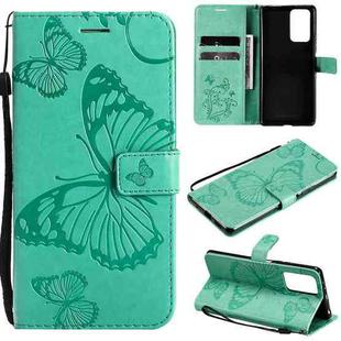 For Xiaomi Redmi Note 10 Pro 4G Pressed Printing Butterfly Pattern Horizontal Flip PU Leather Case with Holder & Card Slots & Wallet & Lanyard(Green)