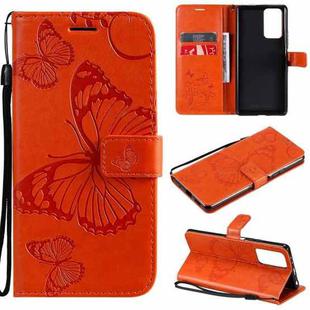 For Xiaomi Redmi Note 10 Pro 4G Pressed Printing Butterfly Pattern Horizontal Flip PU Leather Case with Holder & Card Slots & Wallet & Lanyard(Orange)