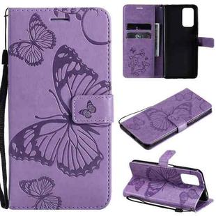 For Xiaomi Redmi Note 10 Pro 4G Pressed Printing Butterfly Pattern Horizontal Flip PU Leather Case with Holder & Card Slots & Wallet & Lanyard(Purple)