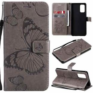 For Samsung Galaxy A32 4G Pressed Printing Butterfly Pattern Horizontal Flip PU Leather Case with Holder & Card Slots & Wallet & Lanyard(Gray)