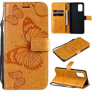For Samsung Galaxy A32 4G Pressed Printing Butterfly Pattern Horizontal Flip PU Leather Case with Holder & Card Slots & Wallet & Lanyard(Yellow)