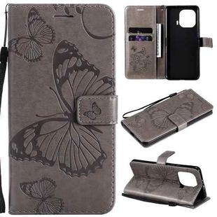 For Xiaomi Mi 11 Pro Pressed Printing Butterfly Pattern Horizontal Flip PU Leather Case with Holder & Card Slots & Wallet & Lanyard(Gray)