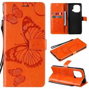 For Xiaomi Mi 11 Pro Pressed Printing Butterfly Pattern Horizontal Flip PU Leather Case with Holder & Card Slots & Wallet & Lanyard(Orange)