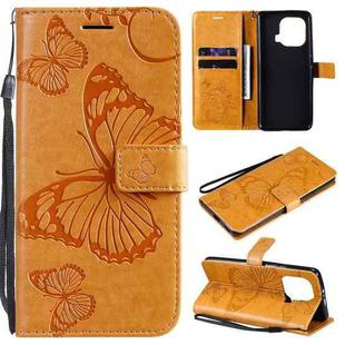 For Xiaomi Mi 11 Pro Pressed Printing Butterfly Pattern Horizontal Flip PU Leather Case with Holder & Card Slots & Wallet & Lanyard(Yellow)