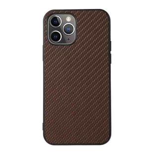 For iPhone 11 Pro Carbon Fiber Skin PU + PC + TPU Shockprof Protective Case (Brown)