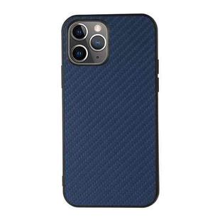 For iPhone 11 Pro Max Carbon Fiber Skin PU + PC + TPU Shockprof Protective Case (Blue)